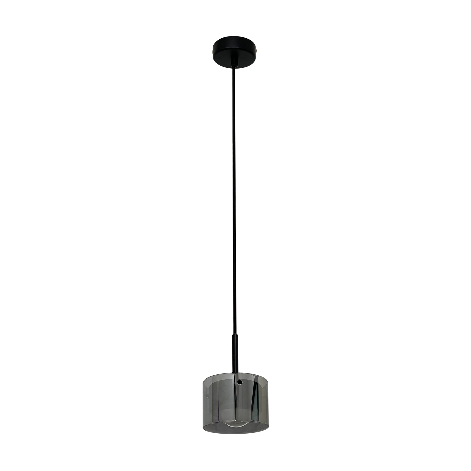 Rilea hanglamp, zwart, rookglas, lens, 3000K