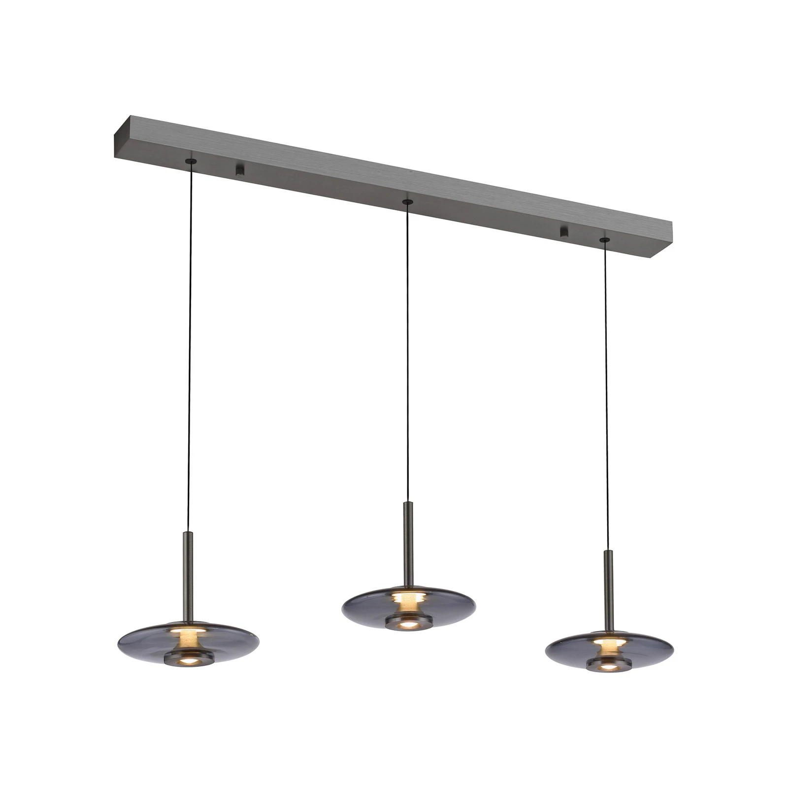 LED-hänglampa PURE Vitrum, grå, glas/aluminium, 3 lampor