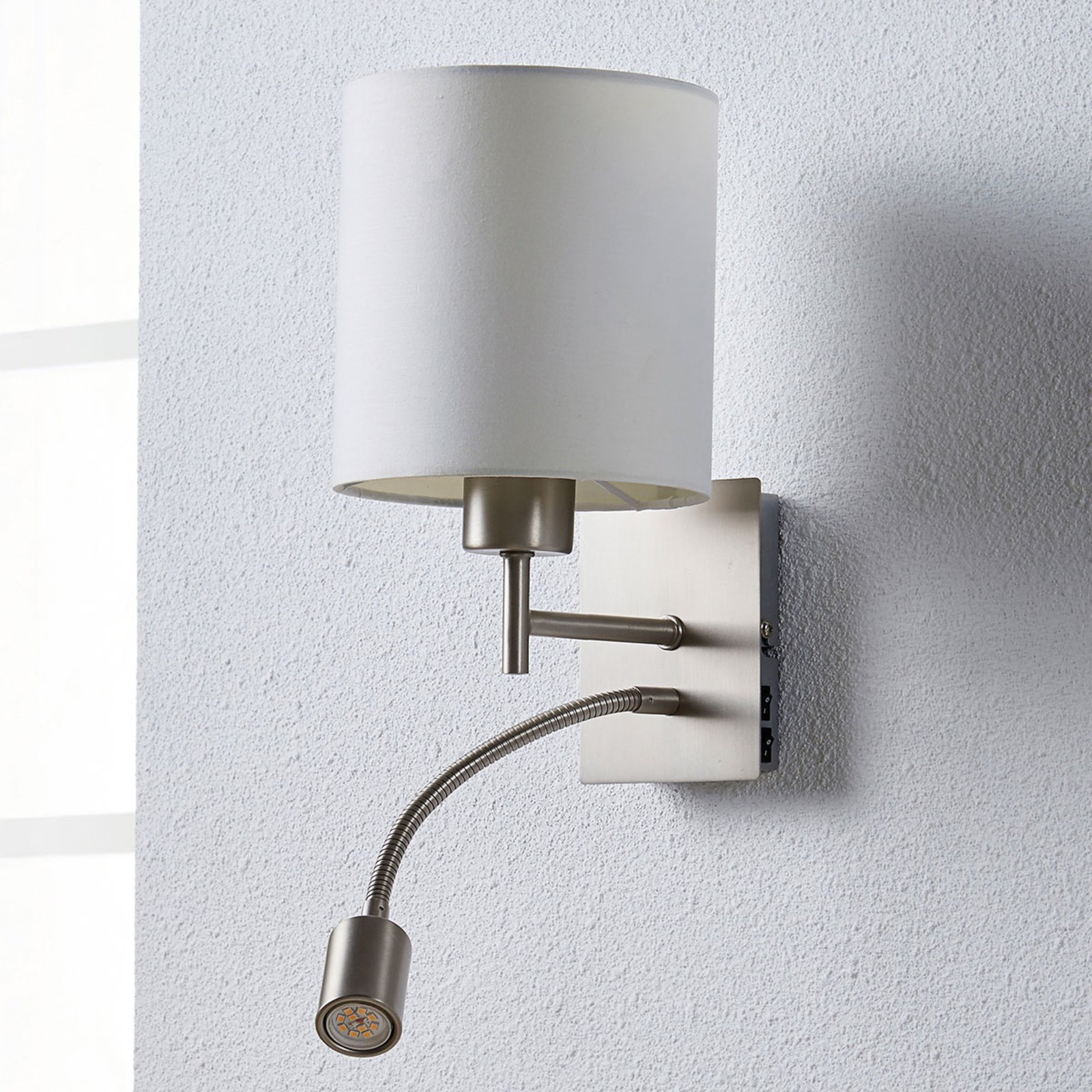 Camilo Wall Lamp Nickel/White - Lindby