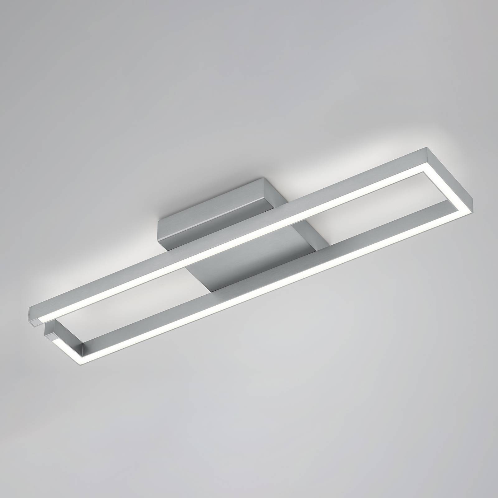 LED mennyezeti lámpa Yoko, téglalap alakú nikkel