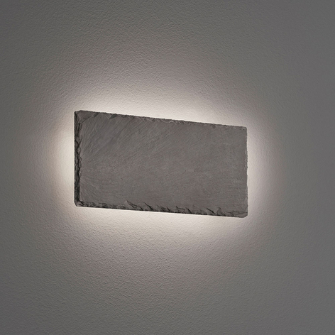 LED-Wandleuchte Raven aus Schiefer, eckig