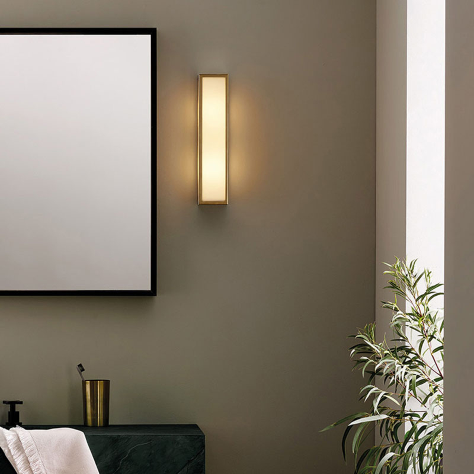 Astro Salerno Coastal outdoor wall lamp 35cm brass, for Bathroom, brass, glass, E14, 5 W, energy efficiency: A++, W: 8 cm, H: 35 cm