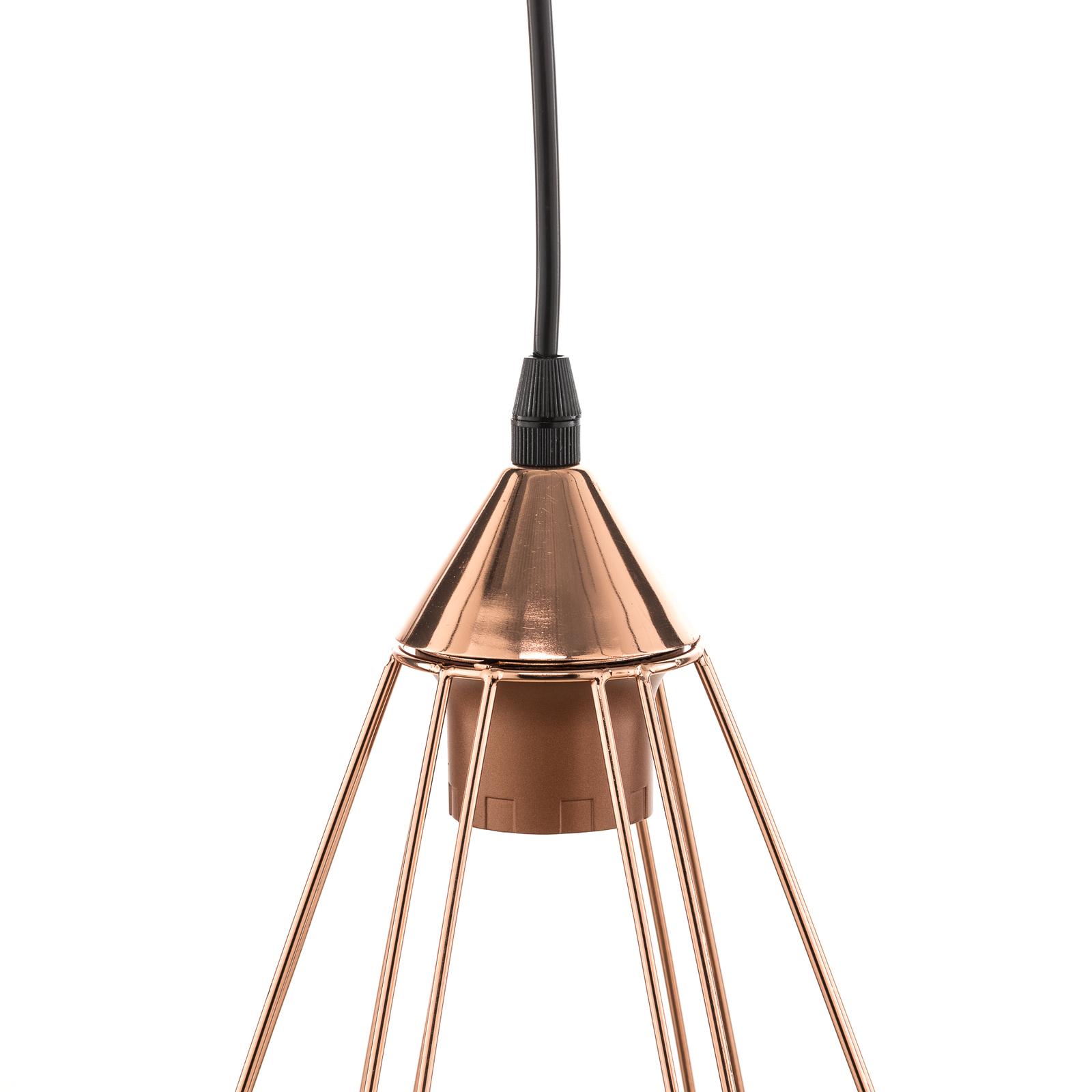 3-bulb vintage pendant light Tarbes in copper