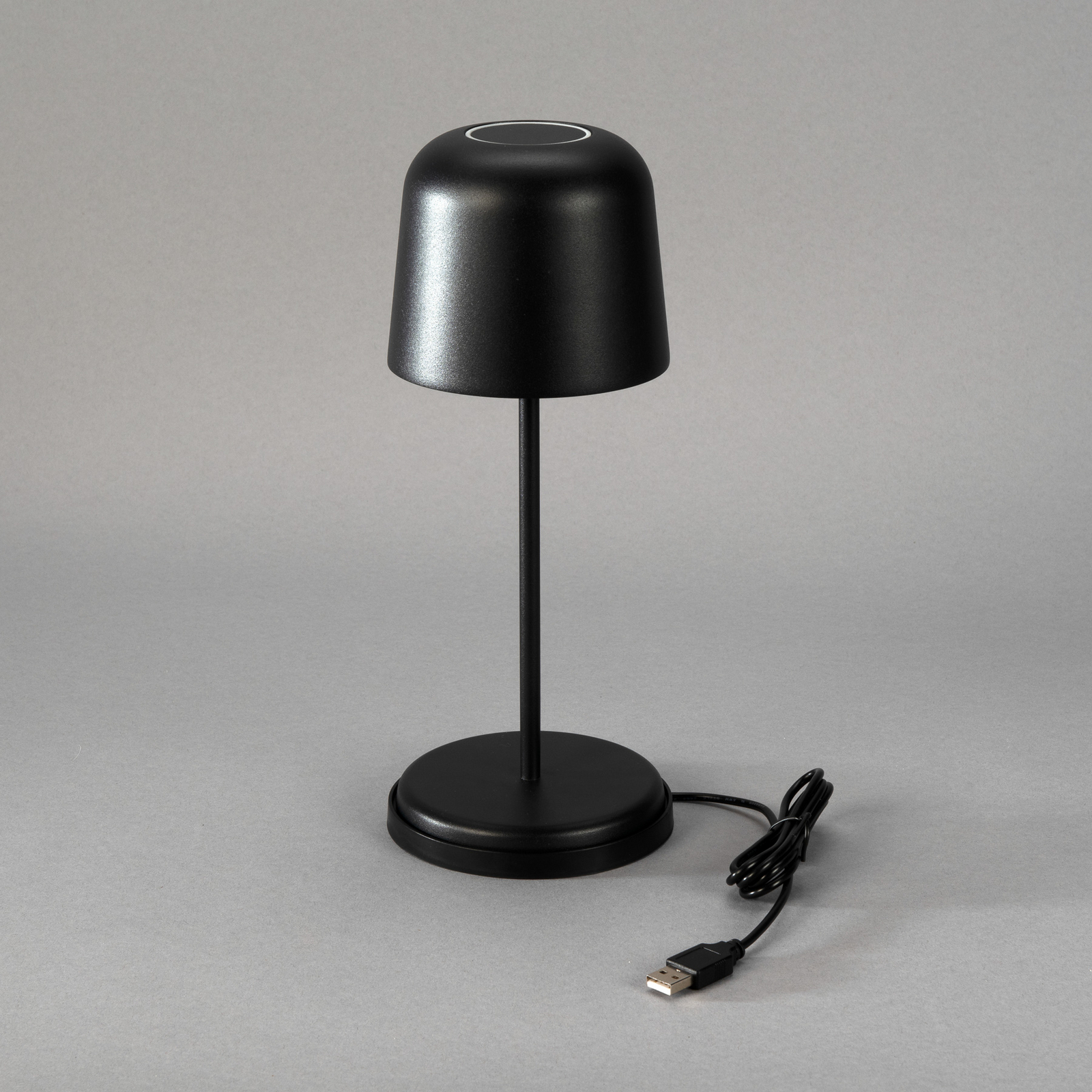 LED tafellamp op batterijen Biot, zwart, hoogte 30 cm, IP54, USB