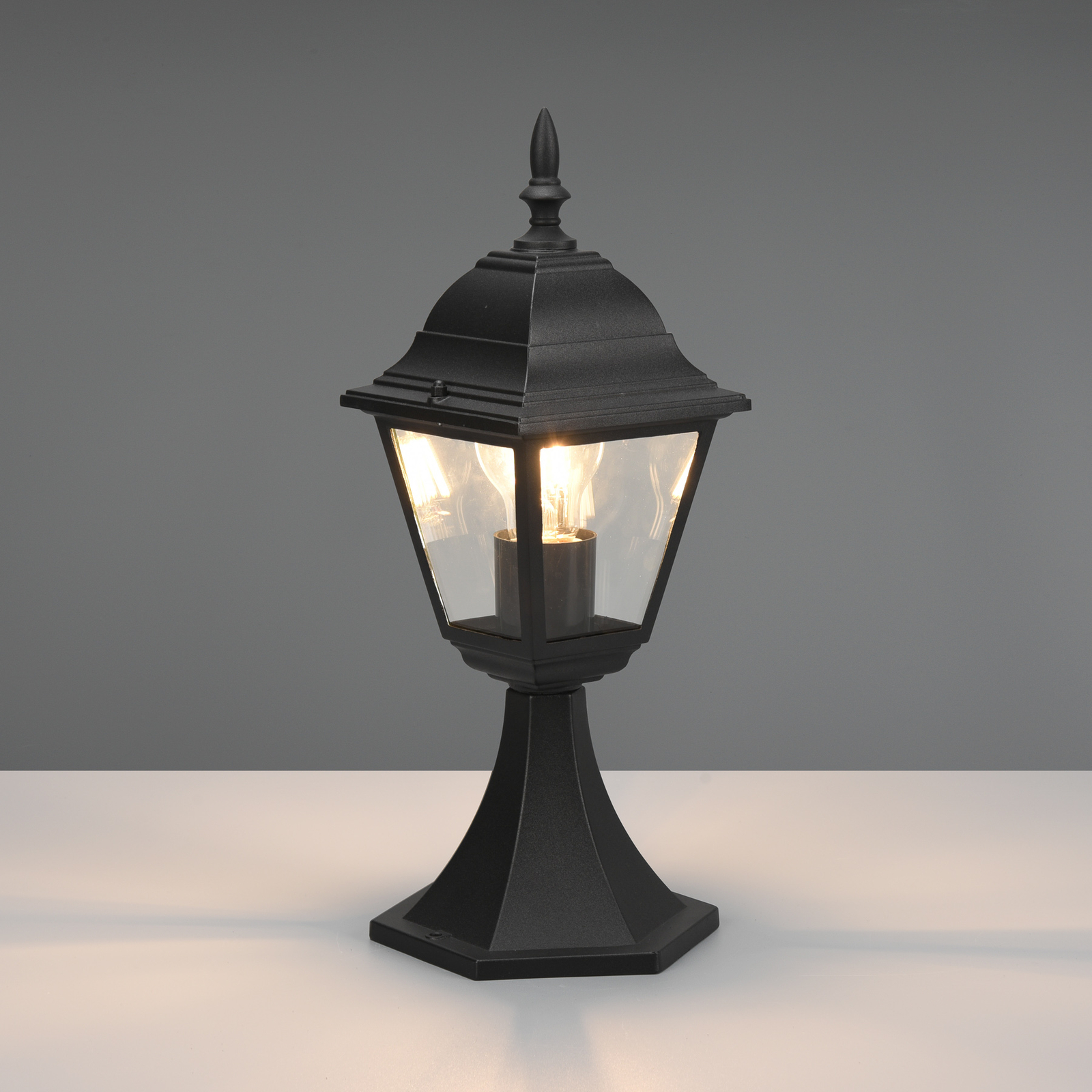 Luminaire pour socle Livenza, noir, hauteur 39 cm, aluminium, IP44