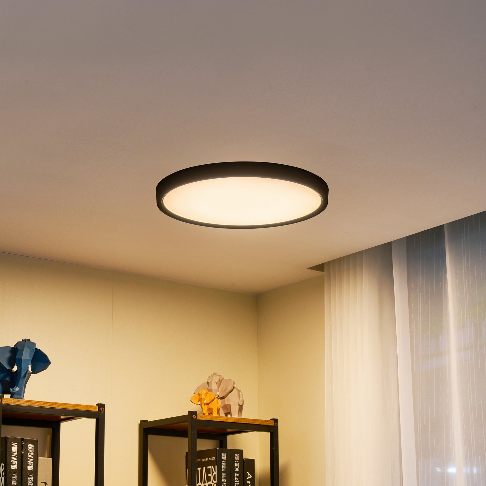 Lindby Smart LED stropné svietidlo Pravin, Ø 50 cm, CCT, čierna