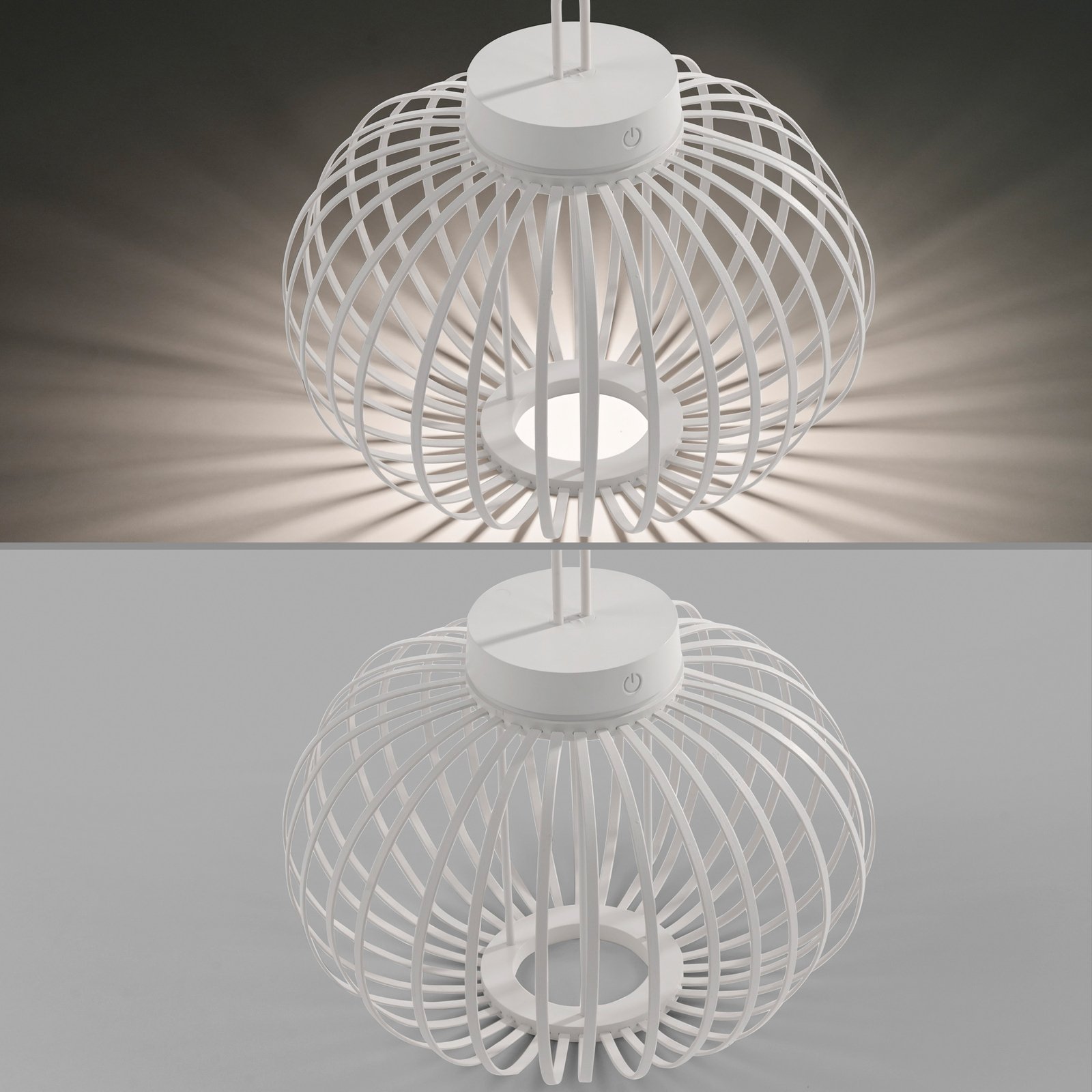 JUST LIGHT. Akuba lampa stołowa LED z akumulatorem, biała, 33 cm, bambus