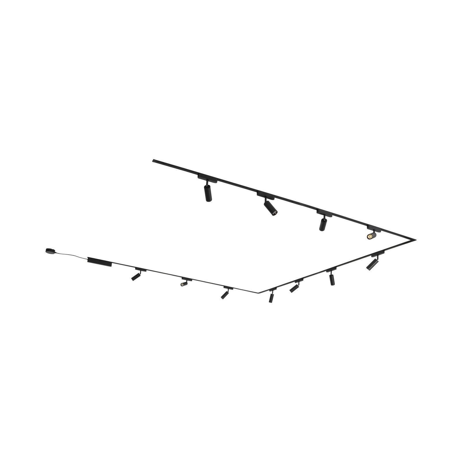 Railsystem 48V Lumaro,spots,11-lamps,zwart,Ø4cm,dimbaar