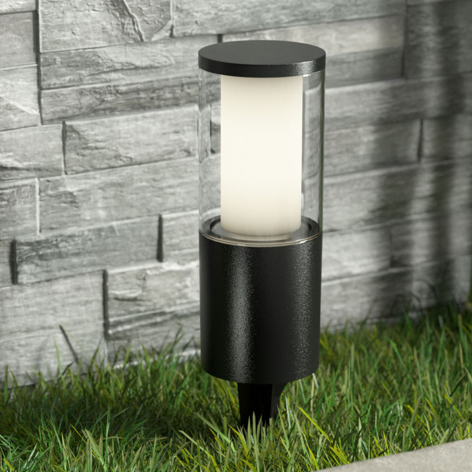 LED-lampe med jordspyd Carlo i svart 25cm 3,5W CCT