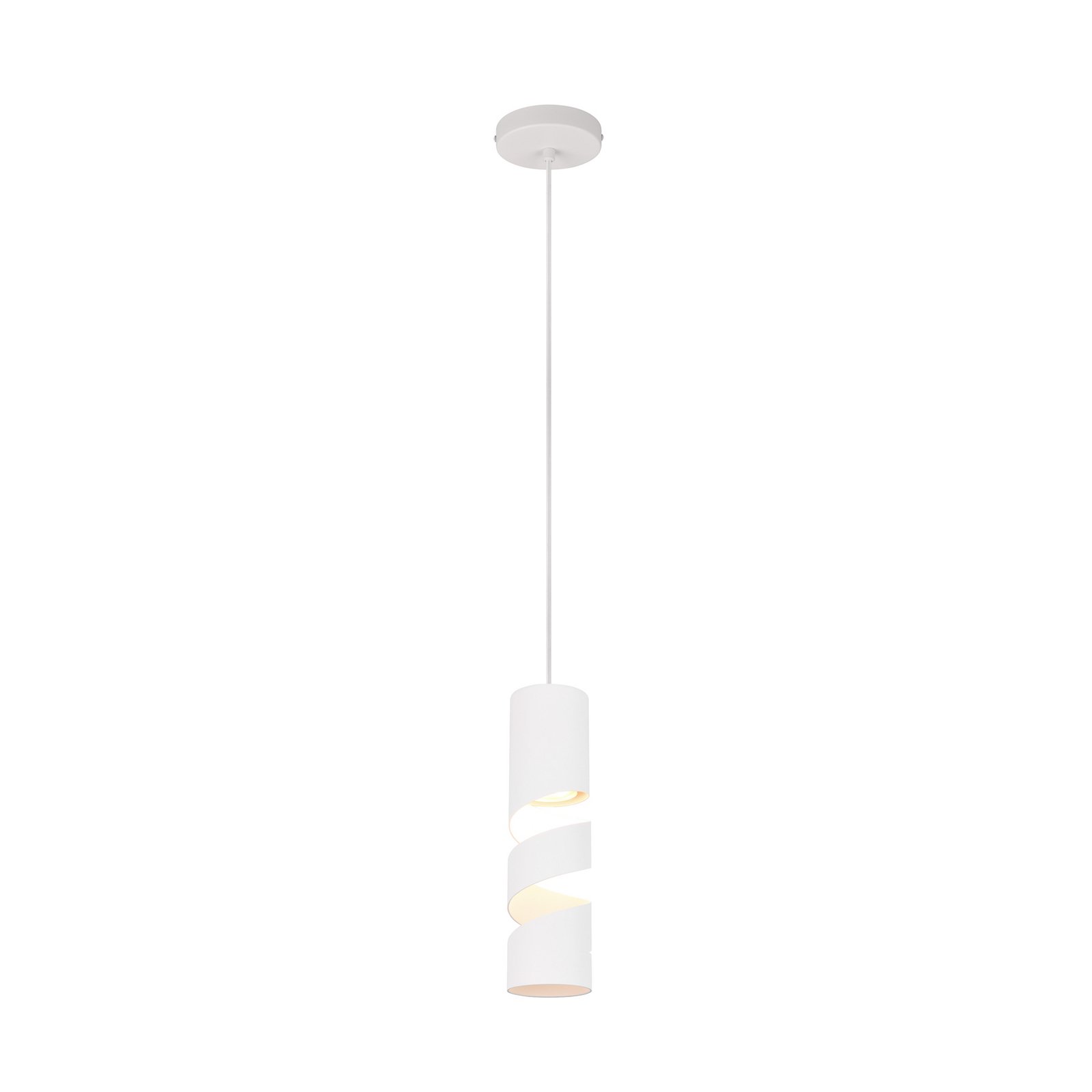 Stream pendant light, white, Ø 8 cm, metal, GU10