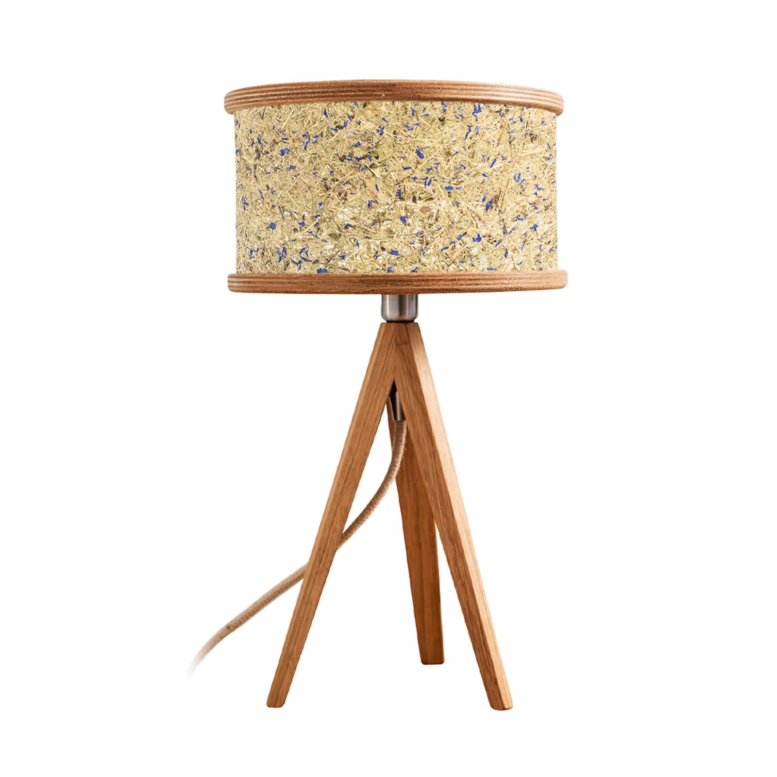 ALMUT 2610 table lamp, hay with blue cornflowers