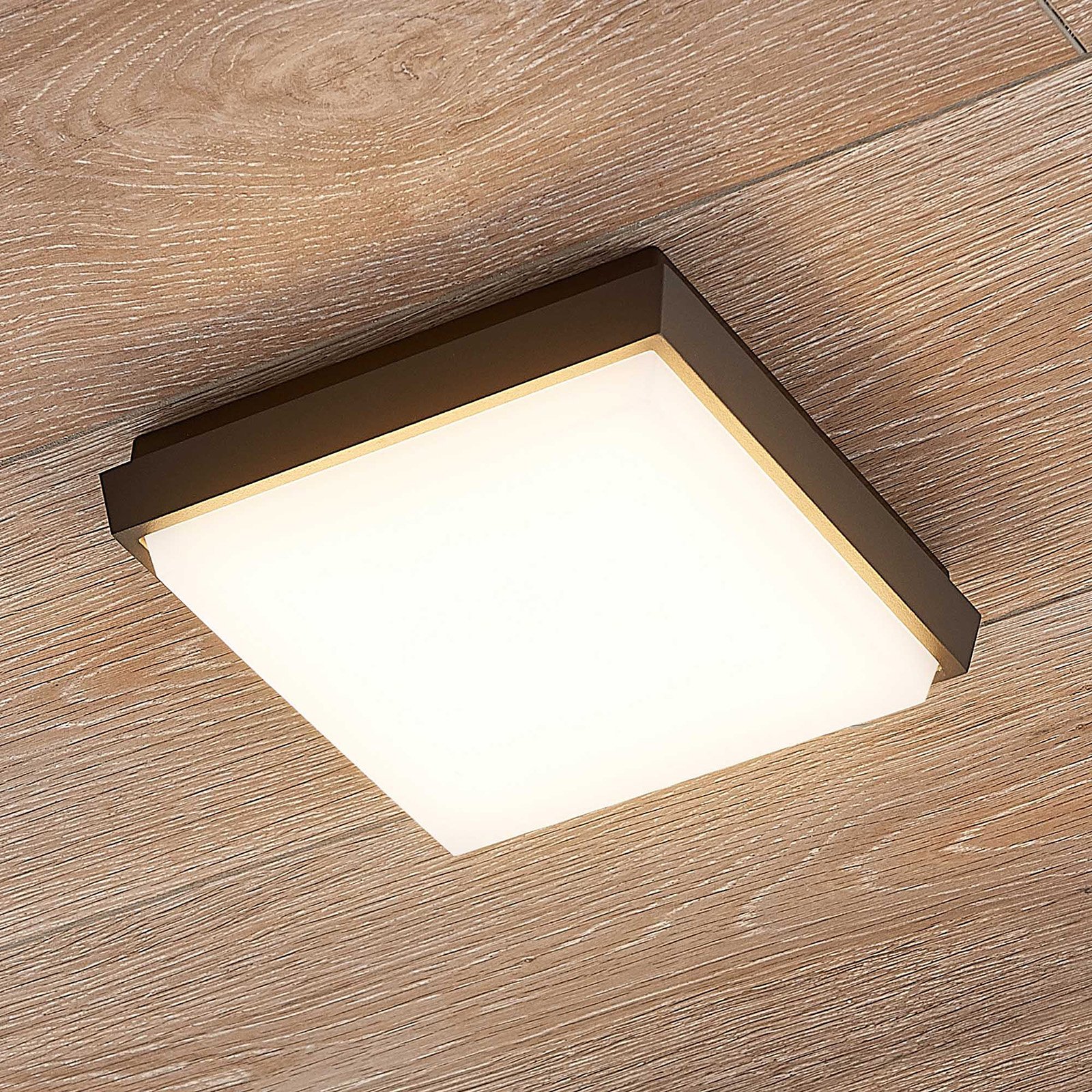 Lucande Amra LED-Außendeckenleuchte, eckig 17,5 cm