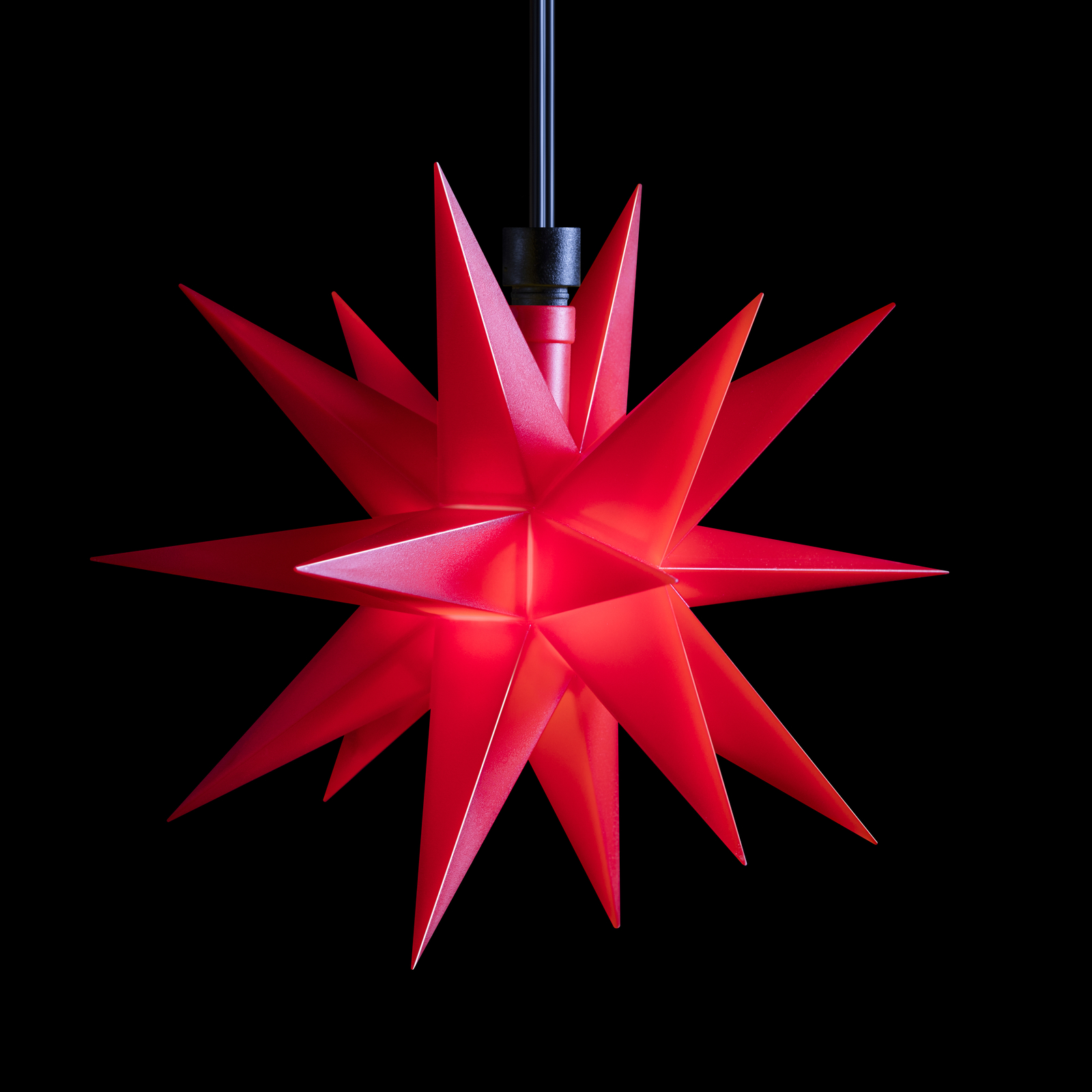 LED-stjerne, ude, 18-takket, Ø 12 cm, batteri, rød