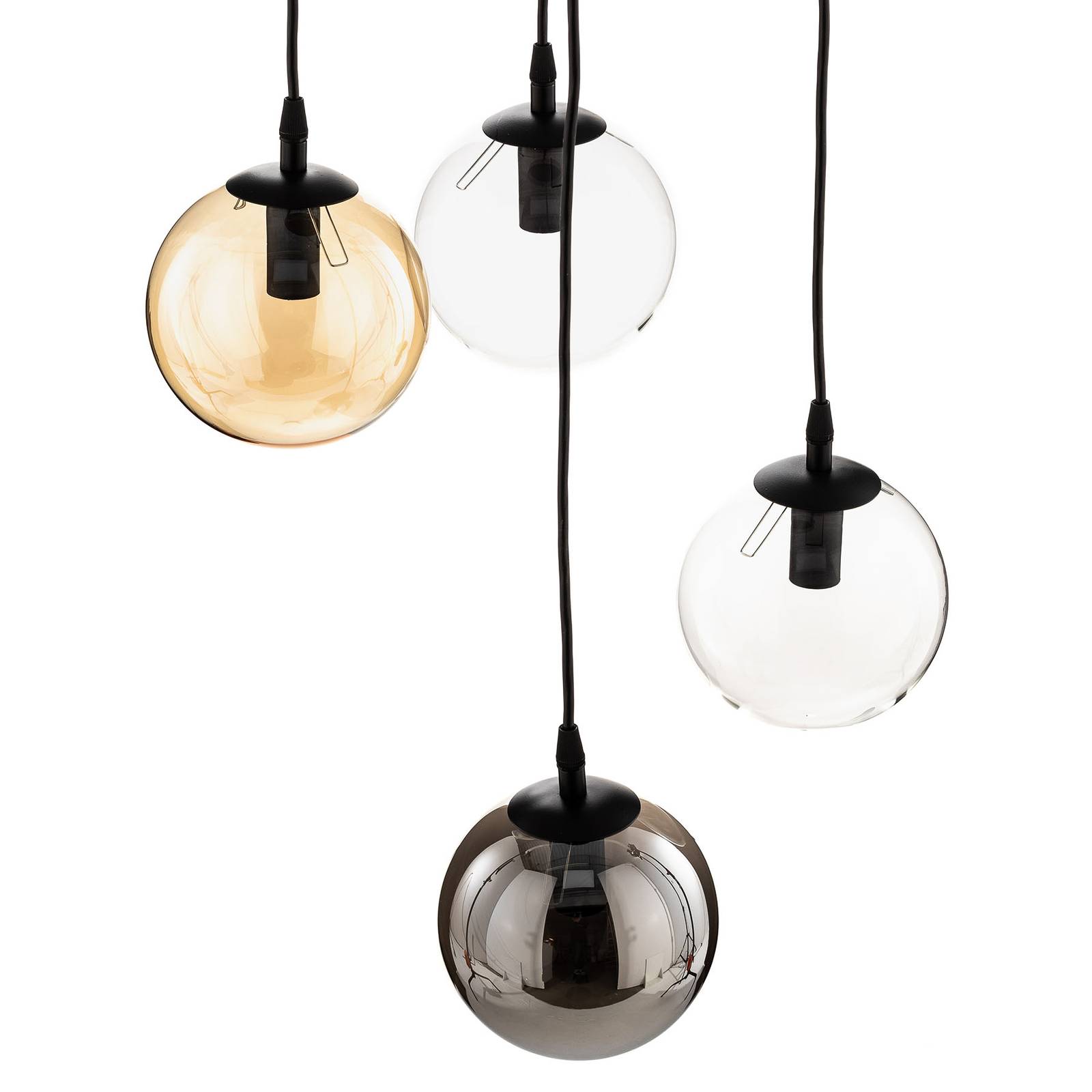 Lampa wisząca Glassy, 4-punktowa, czarny,