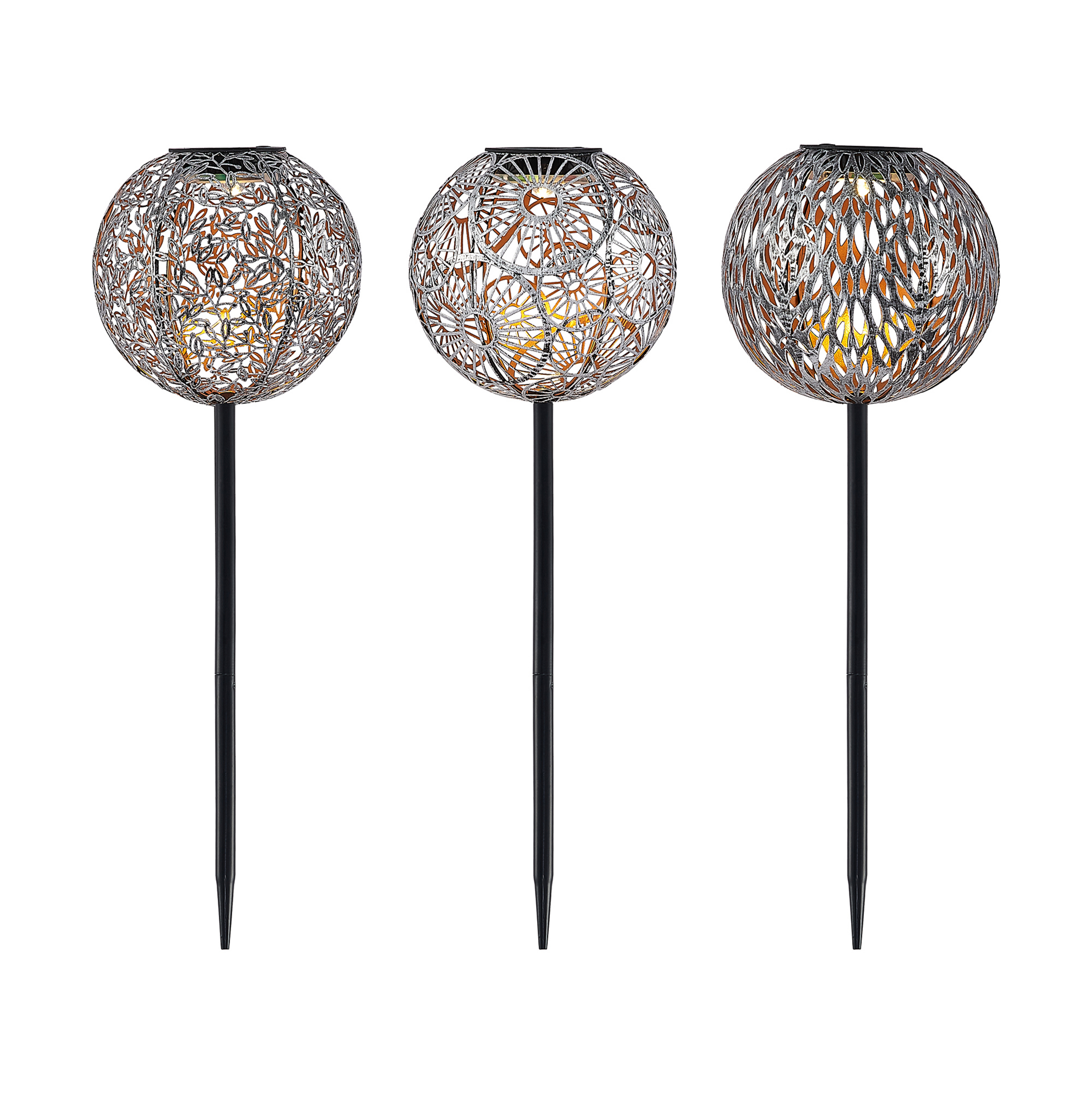 Vilani LED Solarzelle Garten Leuchte 3 pcs. Silver - Lindby