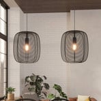 Rinroe pendant light, length 90 cm, black, 2-bulb, steel