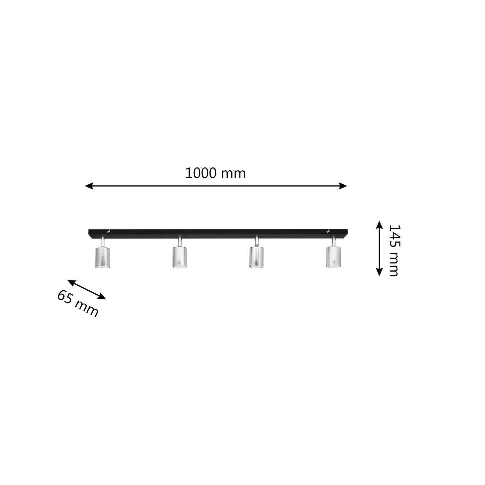 Lampa sufitowa Tune II, czarny/chrom, metal, 4-punktowa, podłużna