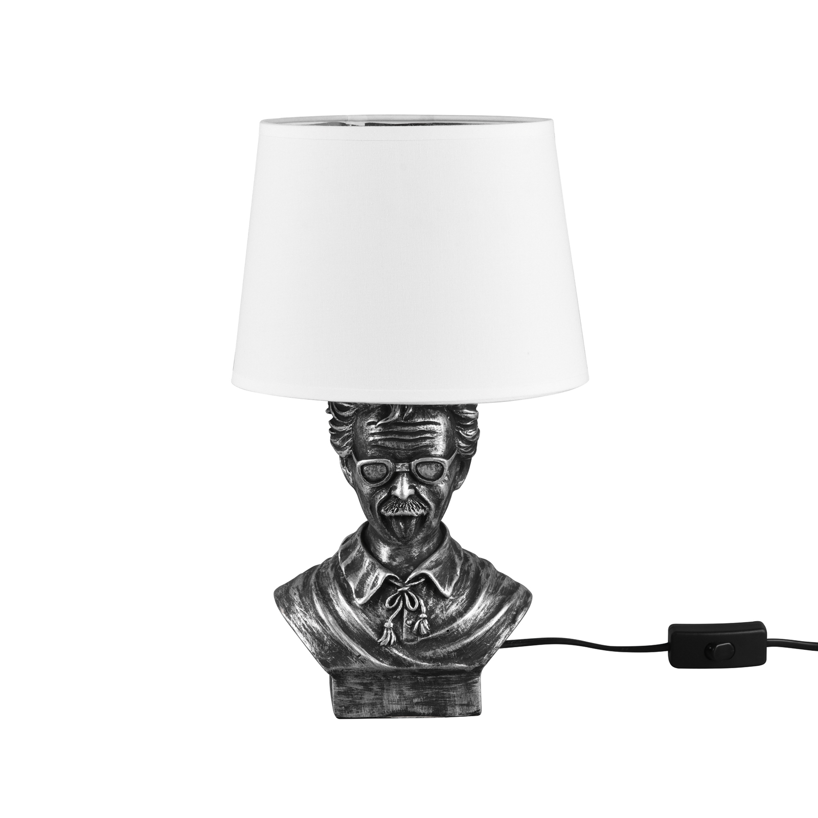Pöytälamppu Albert, patsaan muotoinen, hopea/valk.