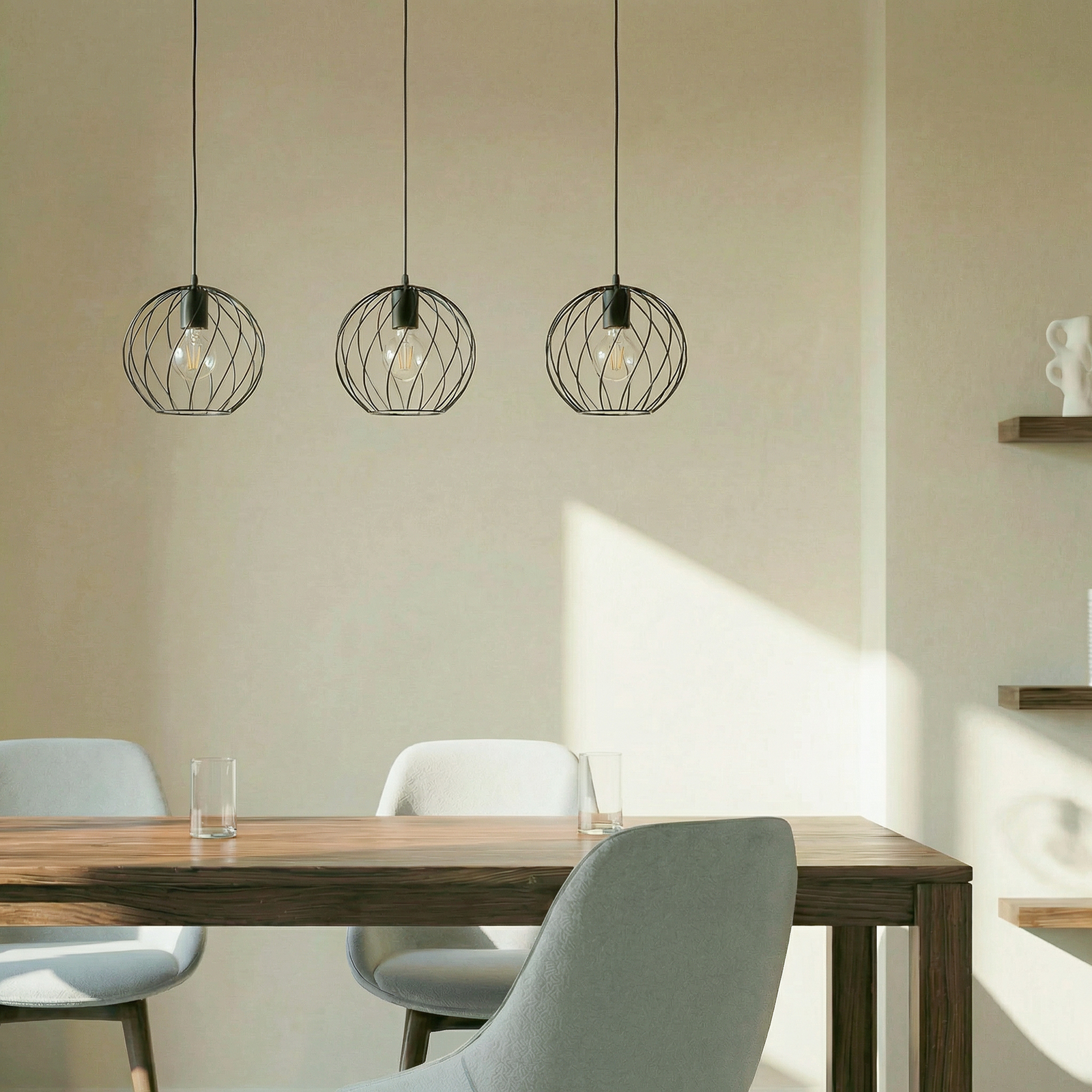 Lindby Hängeleuchte Danika, 105 cm lang, schwarz, Metall