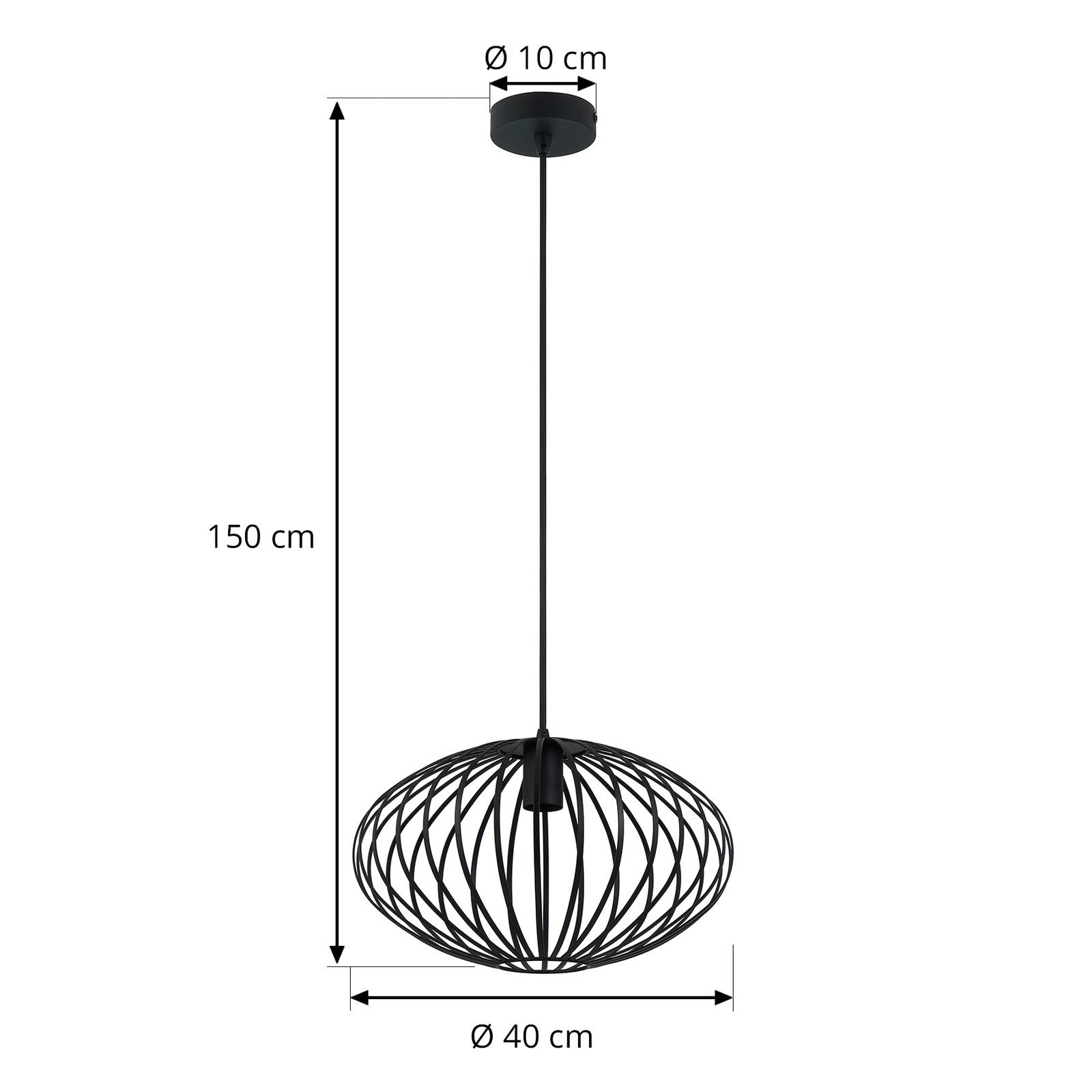 Lampa wisząca Lindby Maivi, czarna, 40 cm, żelazo, klatka