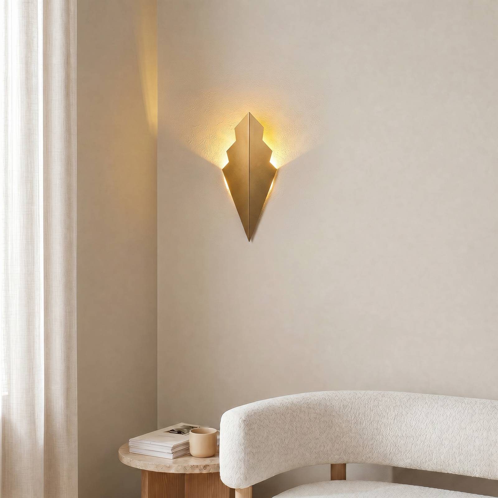 Opviq Wandlamp ARROW, goudkleurig, hoogte 40 cm, metaal, G9