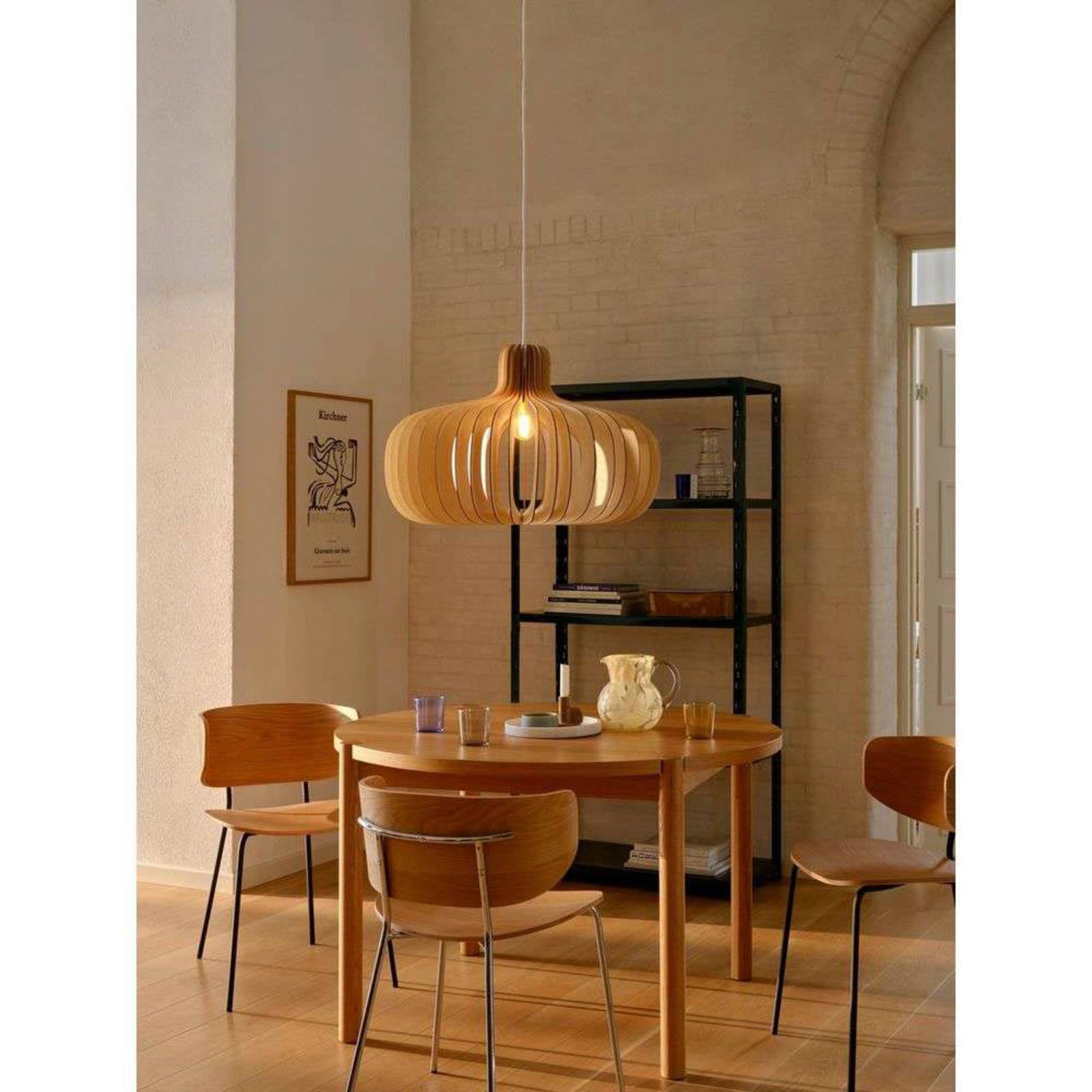 Lampa wisząca Hazo, Ø 65 cm, czarna, drewno