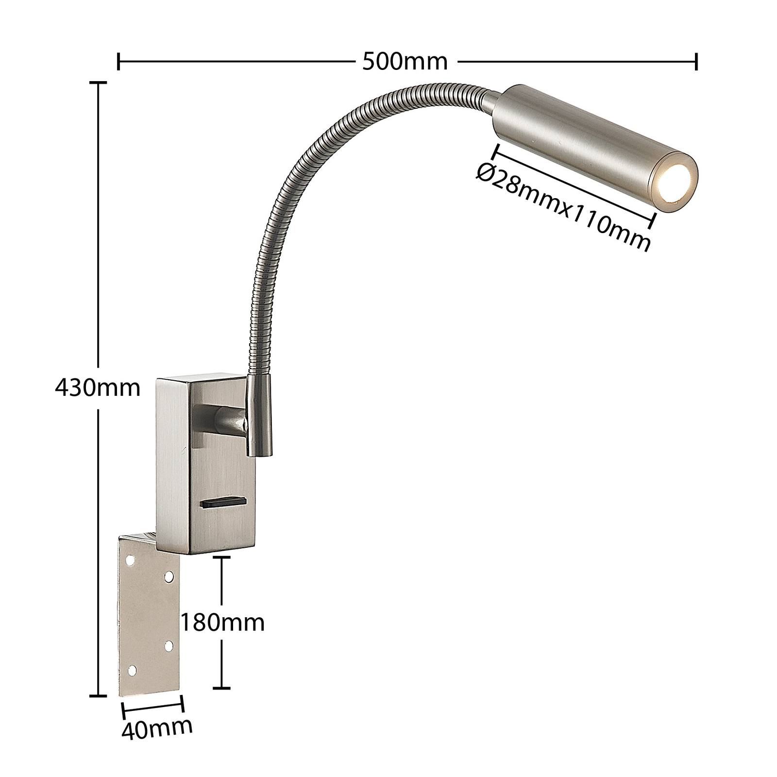 Lucande Anaella LED wandlamp, nikkel, 55 cm