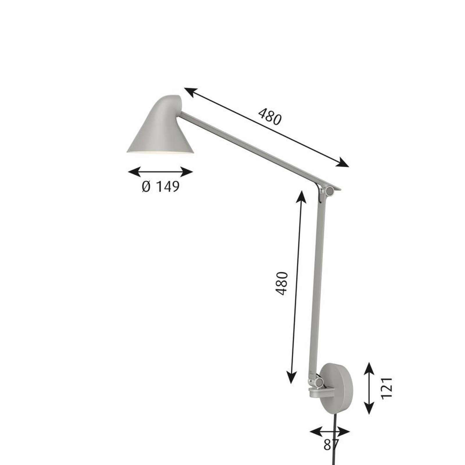 NJP Box LED Aplică de Perete 2700K Long Light Alu/Grey - Louis Poulsen