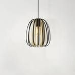 Lampă suspendată Encinitos, negru/alamă, Ø 25,5 cm