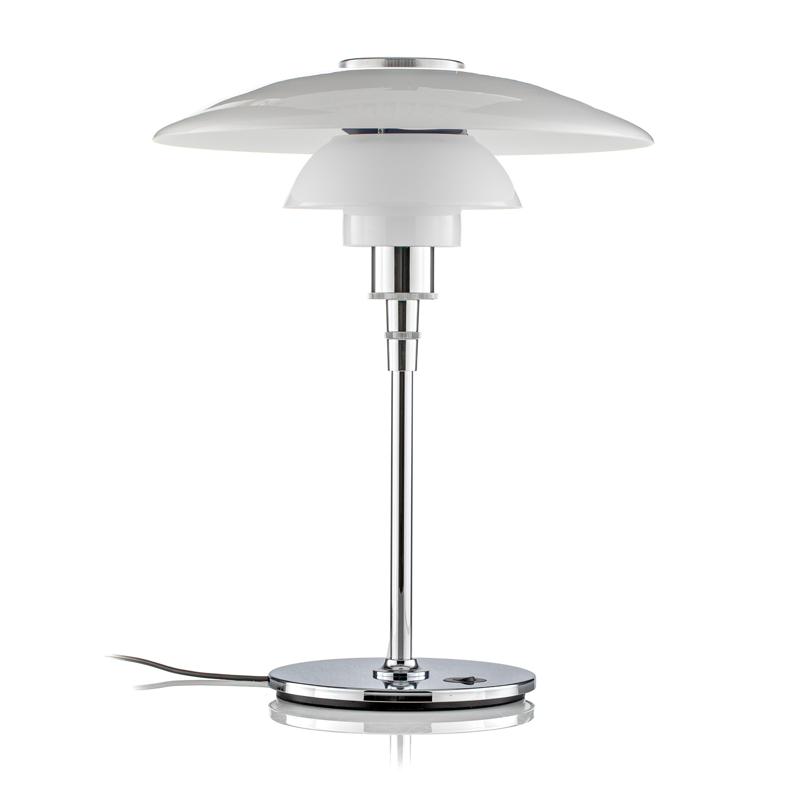 PH 4 1/2-3 1/2 table lamp chrome/white