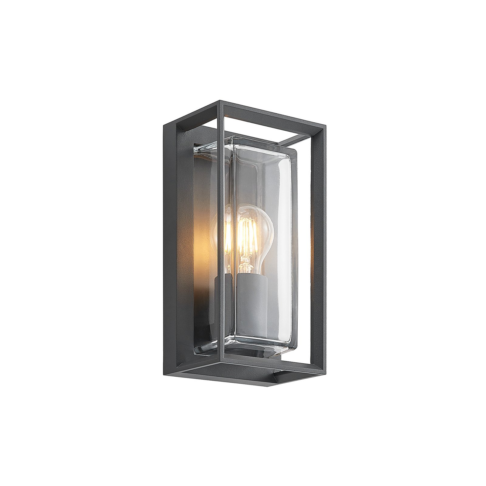 Arcchio outdoor wall light Ismera, IP65, glass, dark grey, E27