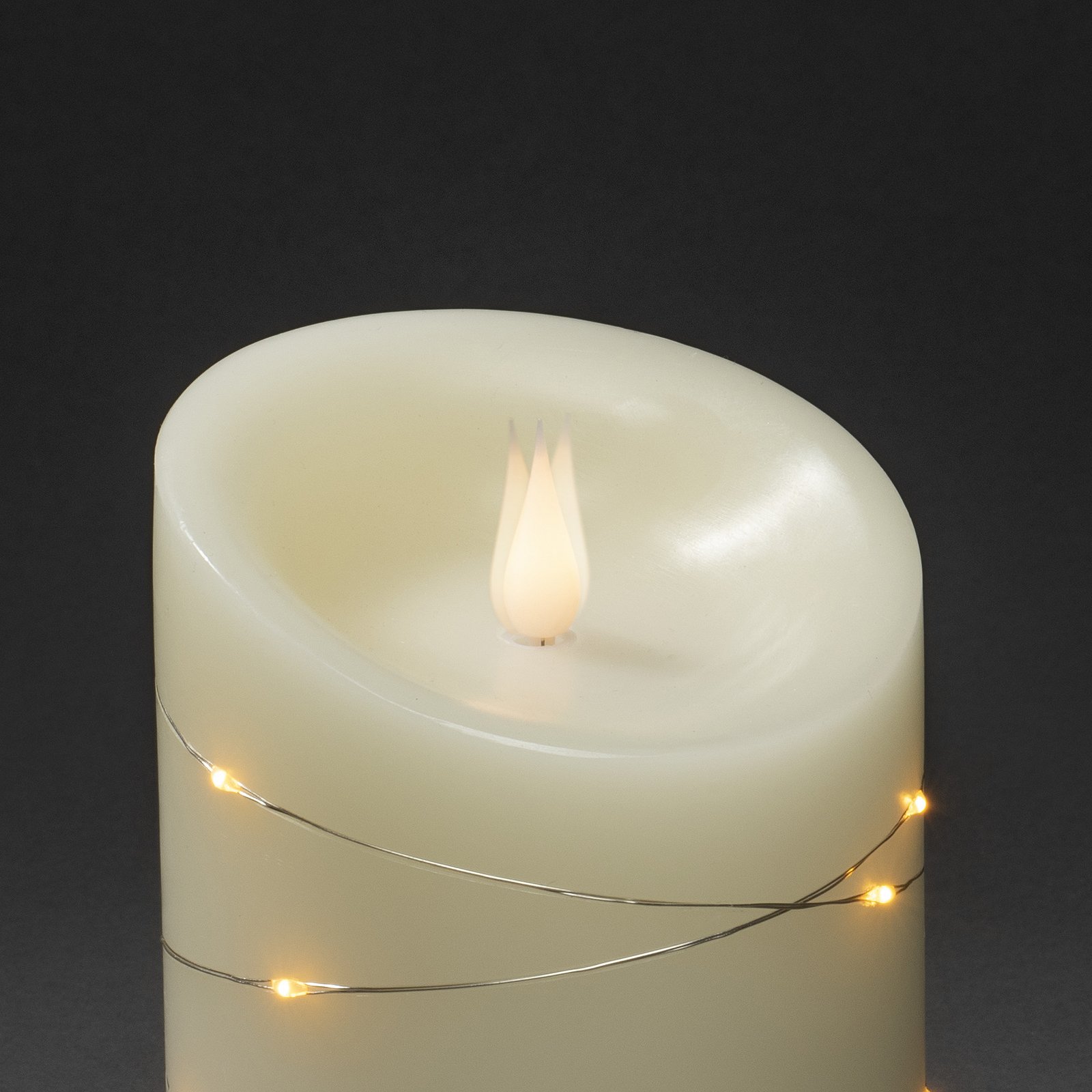LED wax candle cream light colour amber height14cm