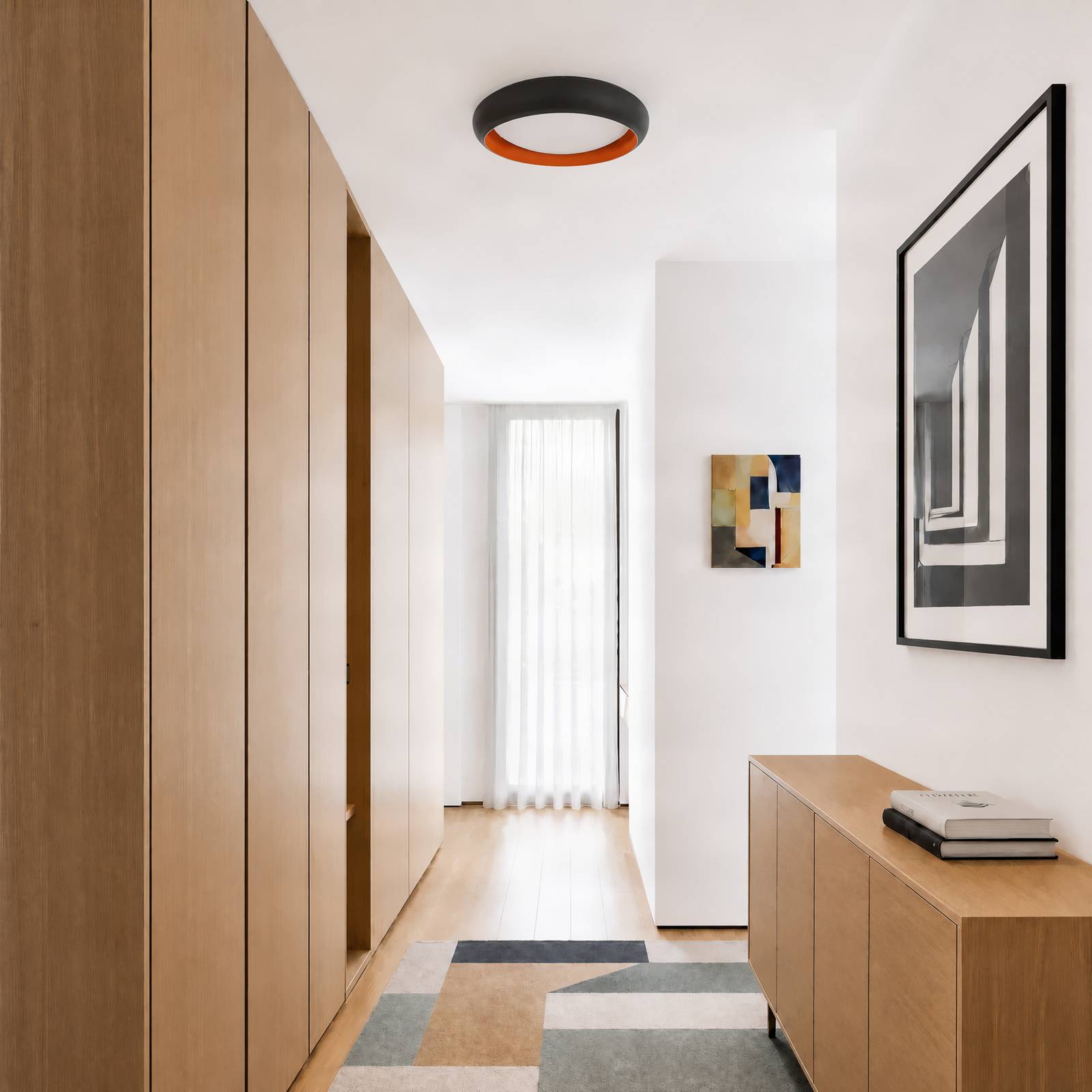 Lampa sufitowa LED Lindby Serava, czarna, Ø 60 cm, ściemniana