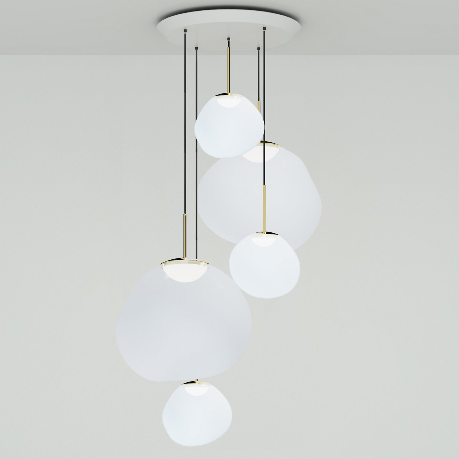 Tom Dixon Melt Pendant System Large Round, opálová/zlatá barva
