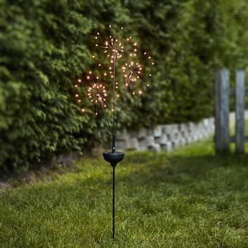 Firework LED solar light with ground spike, 3-bulb
