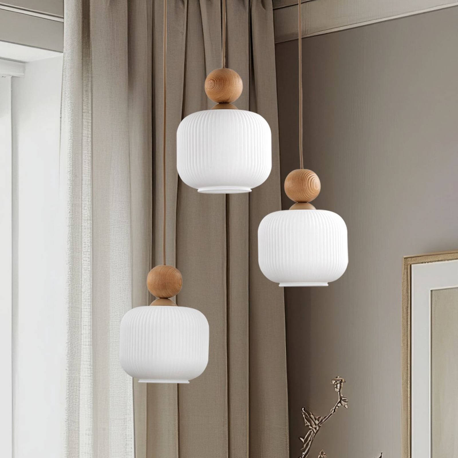 Suspension Ballo, à 3 lampes, blanc, verre, Ø 35 cm