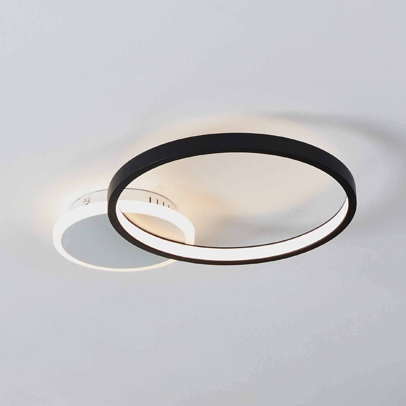 EGLO Plafonieră LED Gafares aluminiu negru 41 cm telecomandă CCT - Camera de zi / sufragerie - modern - negru alb - Metal