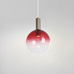 Pendellampe Ombre, Kugel, rot/weiß, Ø 30 cm, Glas