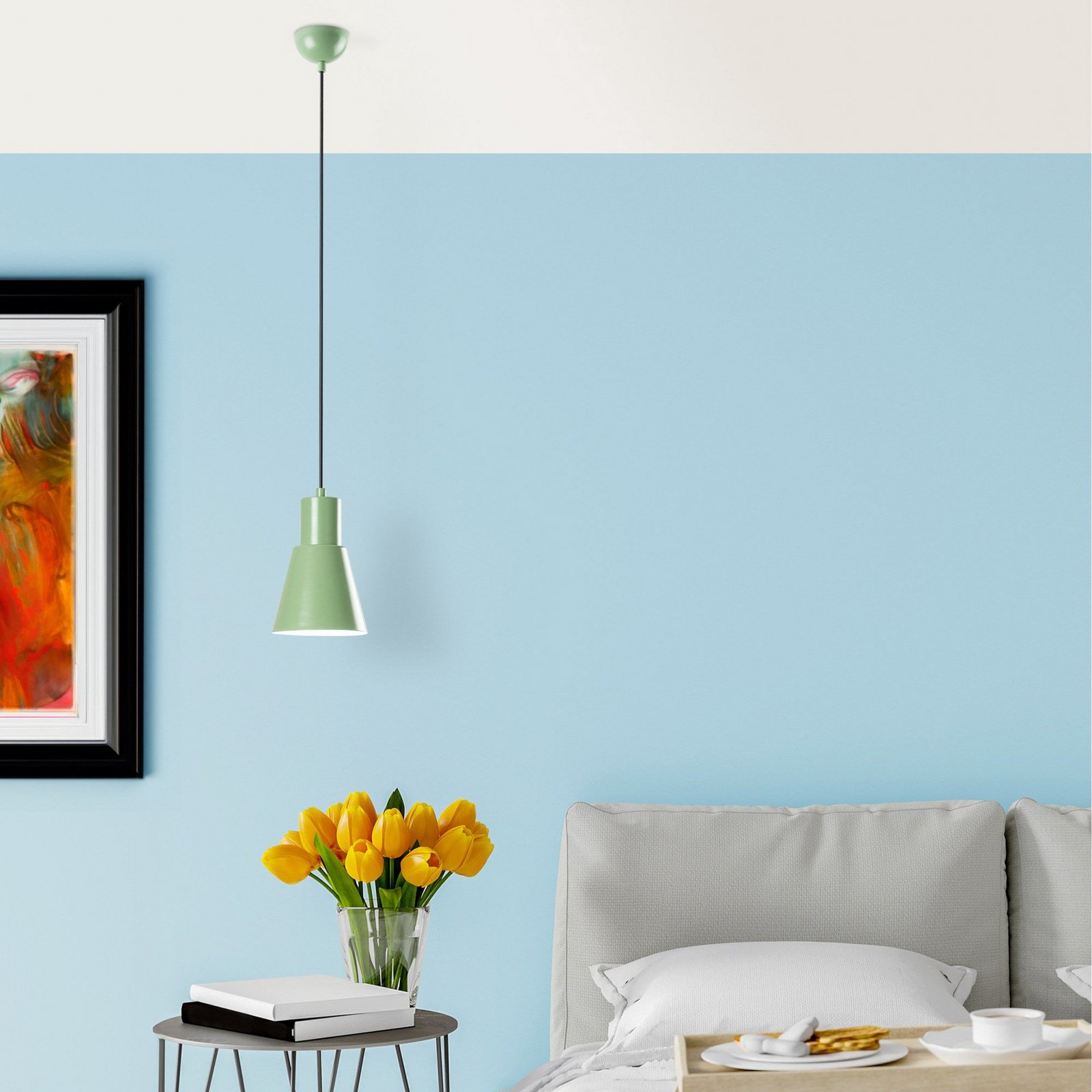 Konikkem pendant light, mint green, metal, Ø 14 cm, E27