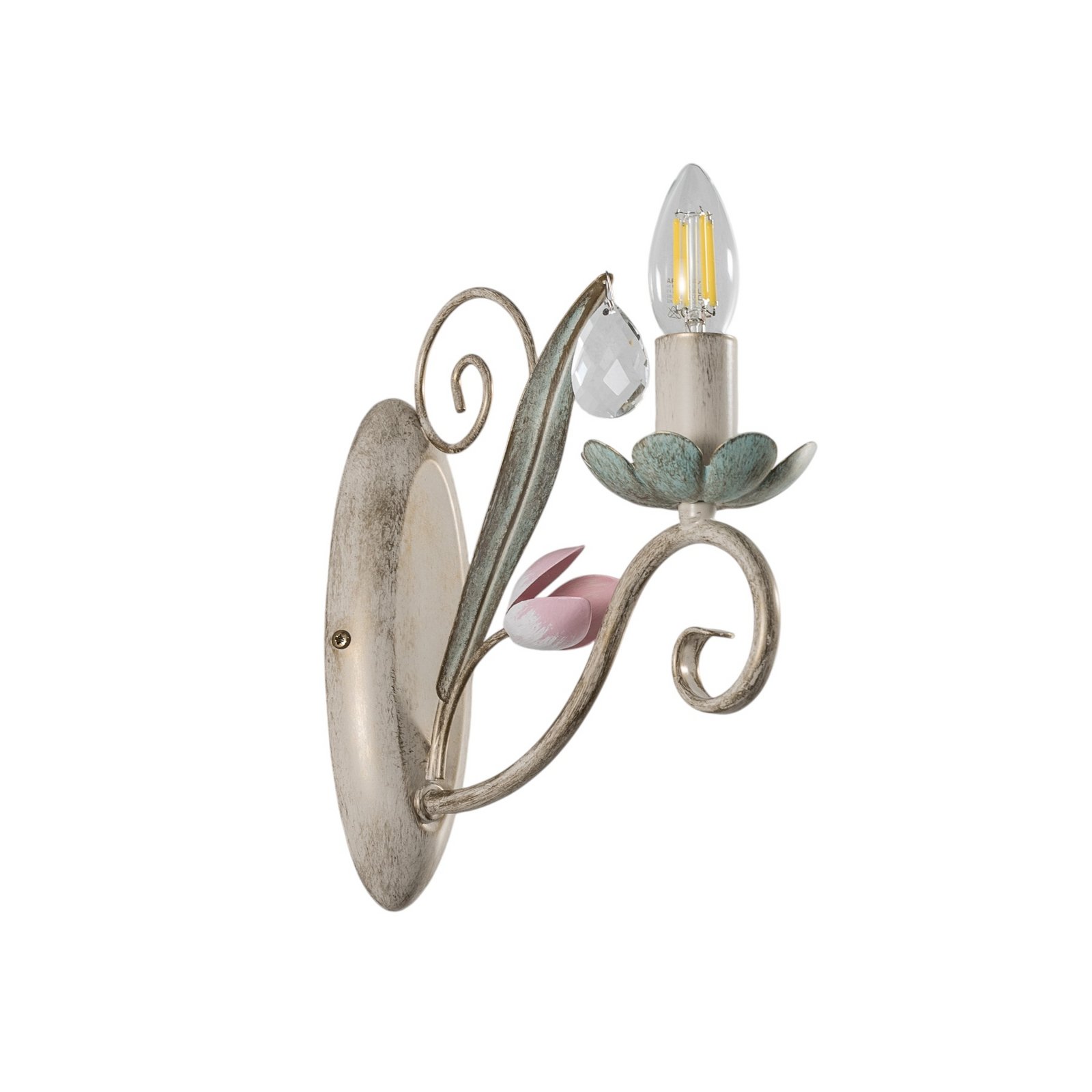 Wandleuchte Florina mit floralem Dekor, einflammig