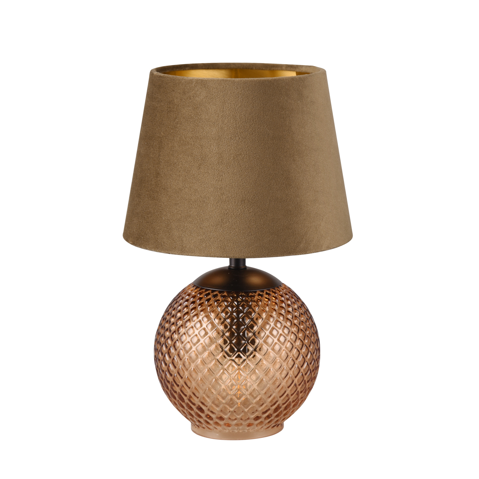 Jonna table lamp glass base/velvet lampshade brown