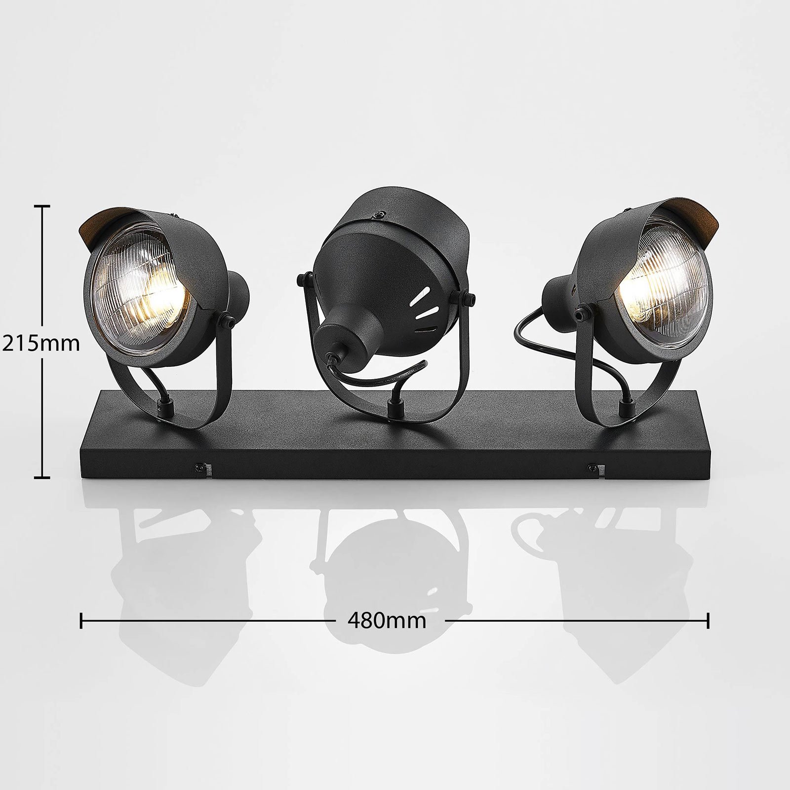 Henega 3 Stropné Lampa Black - Lindby