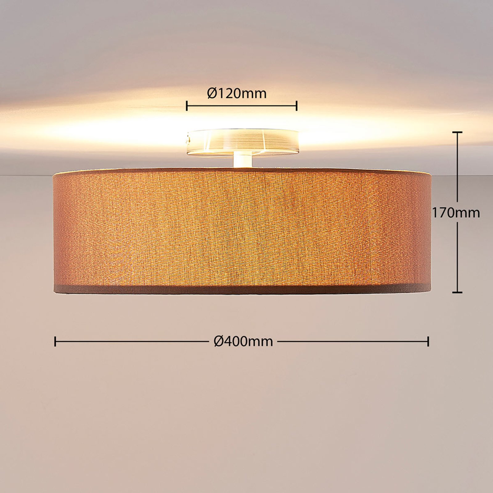 Sebatin Plafondlamp Ø40 Brown/White/Nickel - Lindby