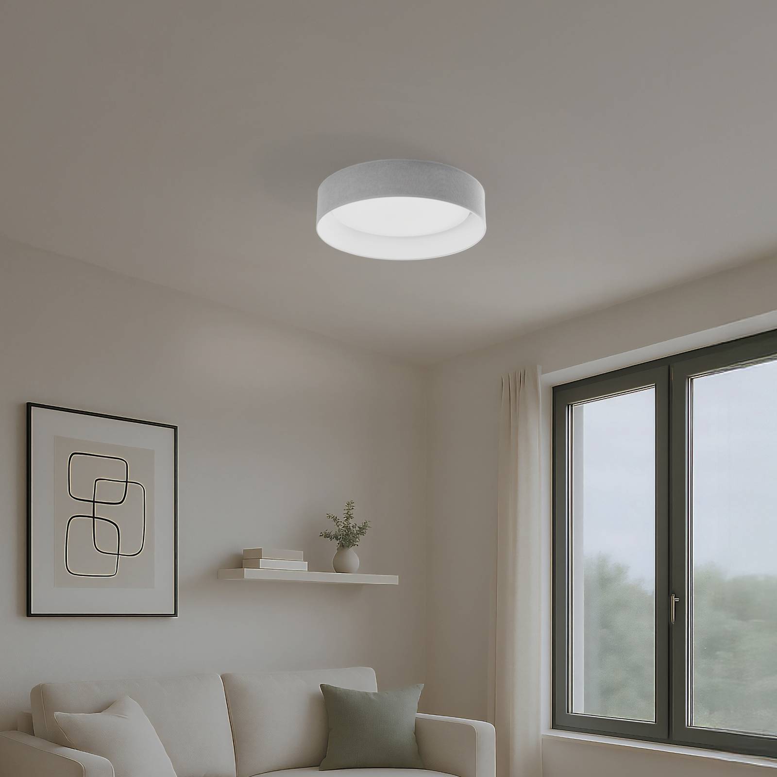 LED-Deckenlampe Plafond, Soro hellgrau, Ø 45 cm, 3-step-dim günstig online kaufen