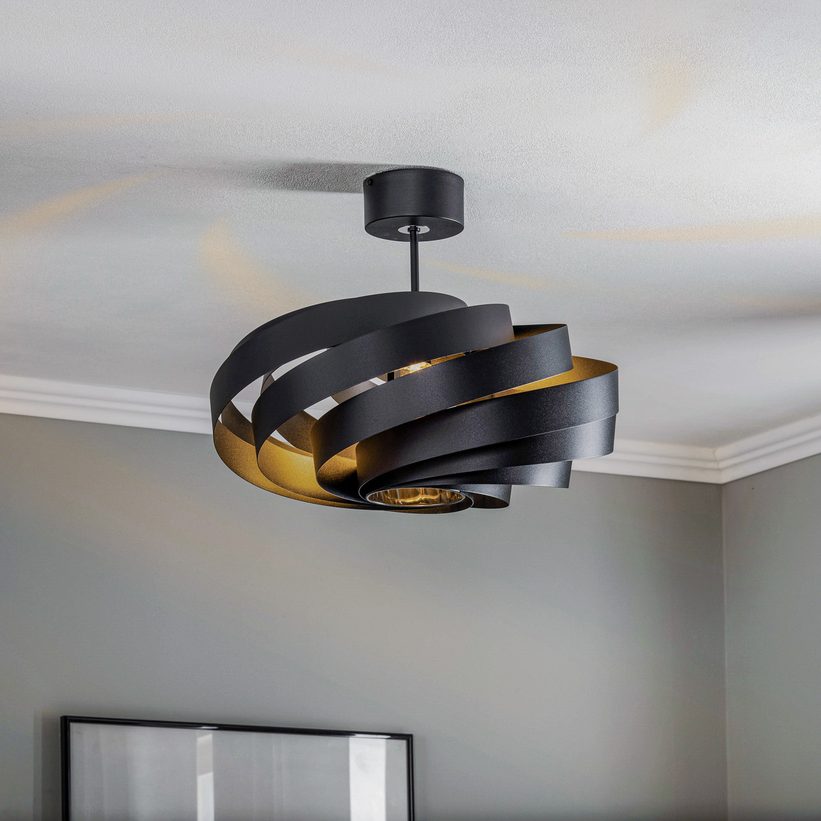 Domiluce Plafonieră Vento negru Ø 50 cm metal E27 - Camera de zi / sufragerie - modern