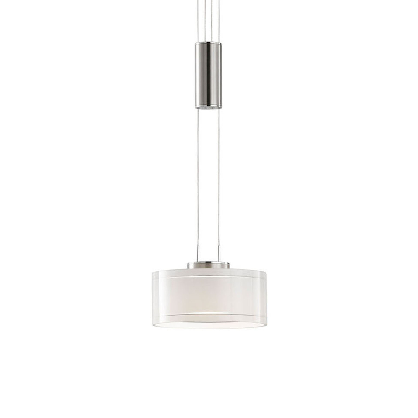 Fischer & Honsel Lavin LED hanging light, one-bulb nickel/white, for Living / Dining Room, metal, glass, 9 W, energy efficiency: A+, H: 9 cm