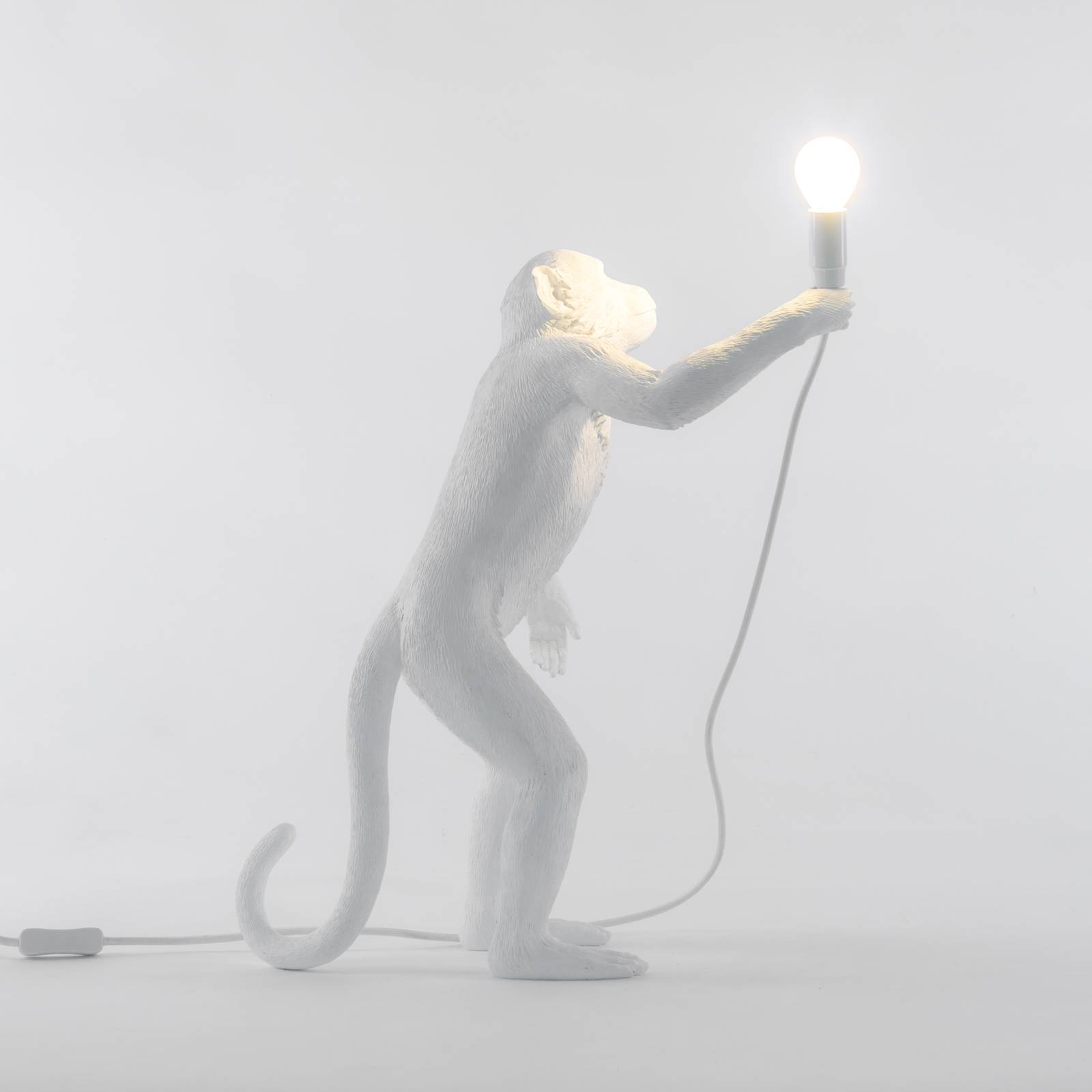 Lampa stołowa LED Monkey Lamp biała, stojąca