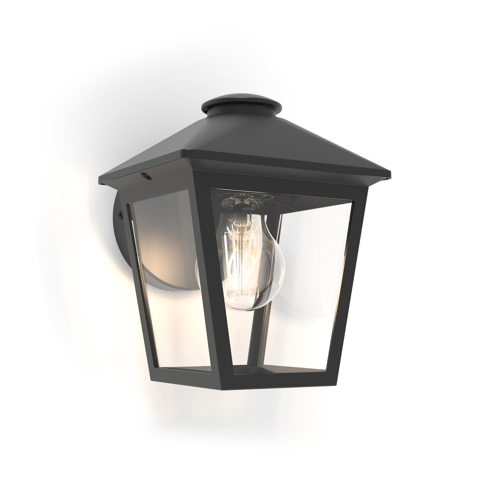 ZAGO-ulkoseinävalaisin, musta, 20 cm, metalli, IP44, E27