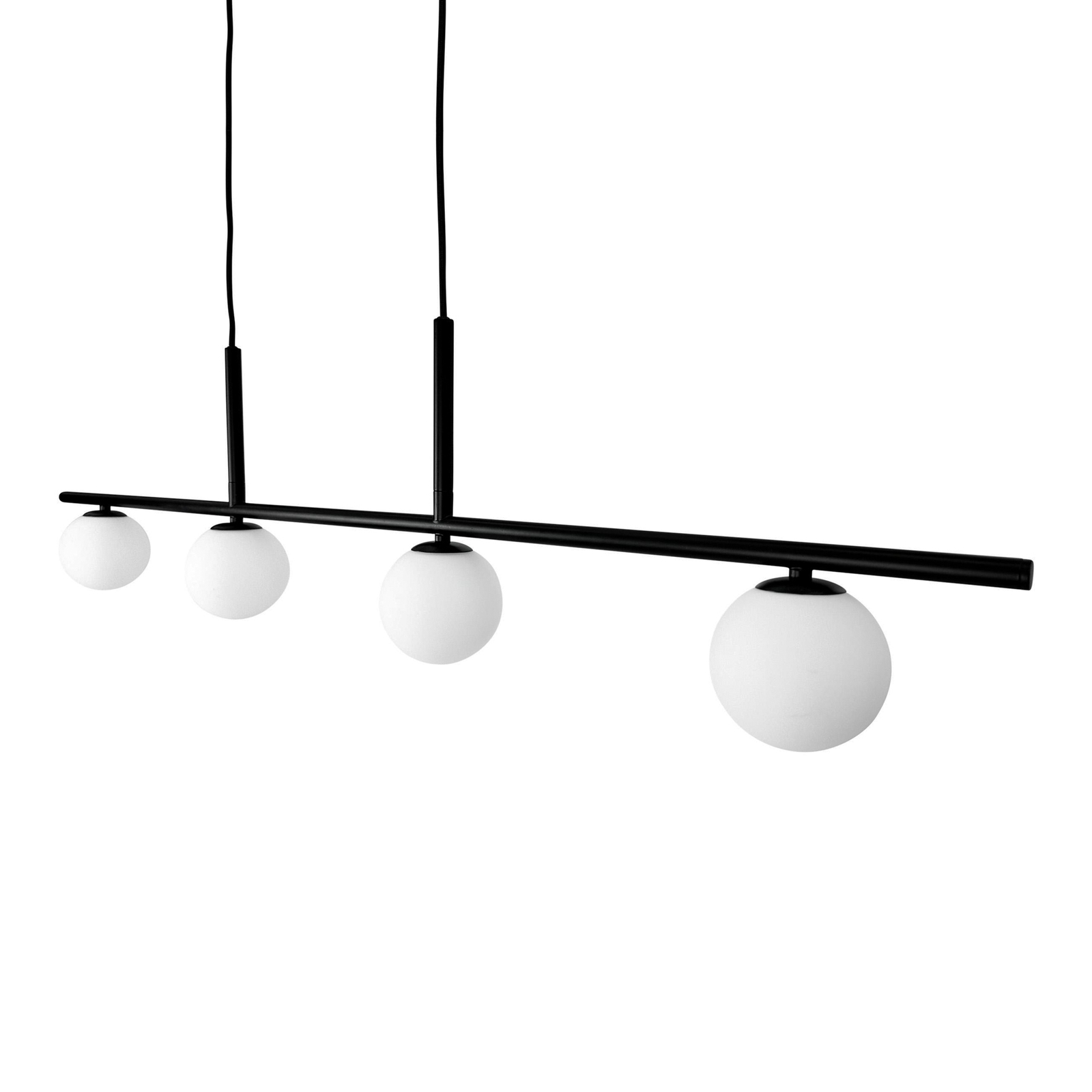 Dyberg Larsen hanging light Alice, black, metal, 4-bulb.