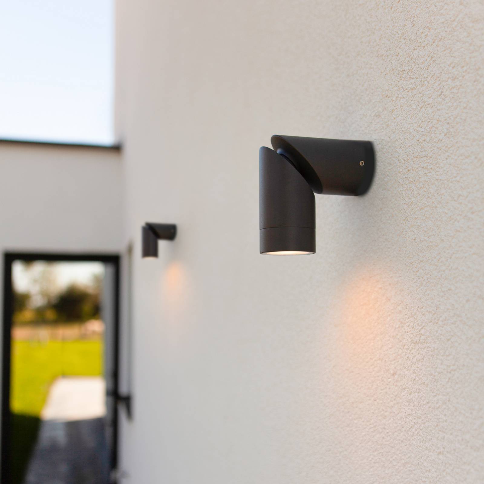  Lutec Außenwandlampe Tubon, Dunkelgrau, ø 6 Cm, Metall, Ip54, Gu10 